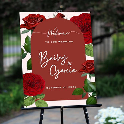 Custom Weddings Reception Signs for Bride & Groom, Personalized Welcome Wedding Sign for Celebration Decor, Custom Entrance Sign Canvas, Wall Art for Bridal Party, Engagement