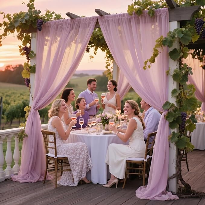 VOK Wedding Arch Draping Fabric Chiffon Fabric, 29in x 18Ft Sheer Chiffon Outdoor Curtain for Wedding Ceremony Birthday Party Decoration (Dusty Rose,1 Panel)