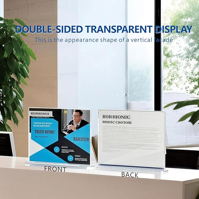 Acrylic Sign Holder 7x5, 6 Pack Clear Double Sided Table Sign Holder Horizontal Picture Frame Desktop Display Stand Plastic Paper Holder Table Tent Suitable for Restaurants Office Store Show Fair