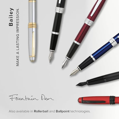 Cross Bailey Refillable Fountain Presented in a Premium Gift Box - Medium Point, Black Ink, Medalist
