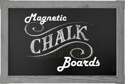 Loddie Doddie Chalk Board for Wall - 20 x 30 in Gray Rustic Frame - Magnet Board - Easy Erase Surface for Use as Chalkboard Calendar