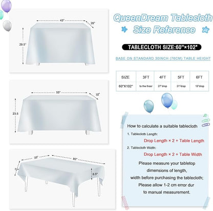 QueenDream Sequin Tablecloth 60x102 Inch Silver Tablecloth Christmas Glitter Tablecloth 6ft for Baby Shower Party Christmas Decorations