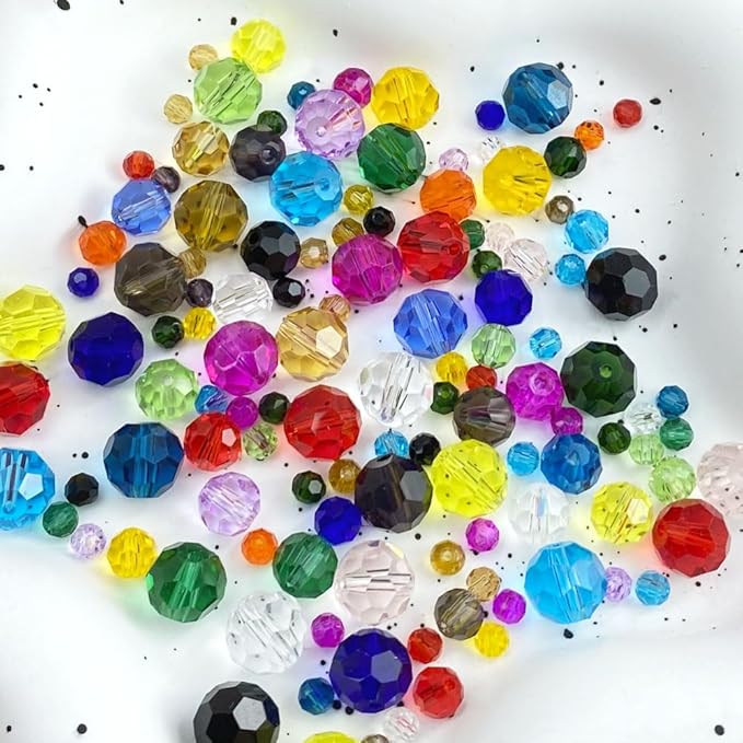 50 PCS 10mm Crystal Glass Beads Round Multiple Faceted Loose Spacer Glass Beads for DIY Handcrafte Bracelet Necklace Earring Jewelry Making(Orange)