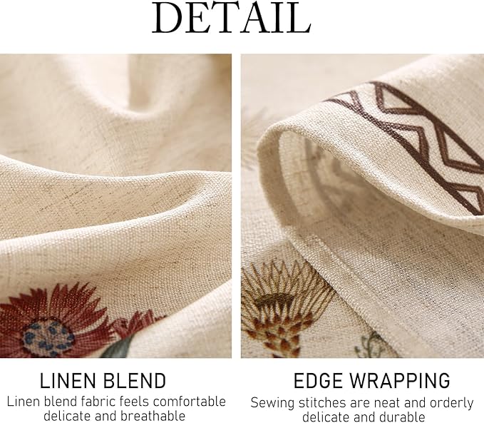 ISAENNE Designer Off White Linen Round Tablecloth,Floral Elegant Table Cloth,Stain Resistant Vintage Decor Tablecloths for Dining Thanksgiving Kitchen Christmas,Diameter 67"-Serenity G
