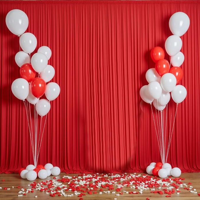 10 Panels 5x10ft Red Backdrop Curtains for Parties, Wrinkle Free Red Photo Backdrop Drapes Back Drop Cloth for Wedding Birthday Photography Baby Shower Background Decor, 50ftx10ft