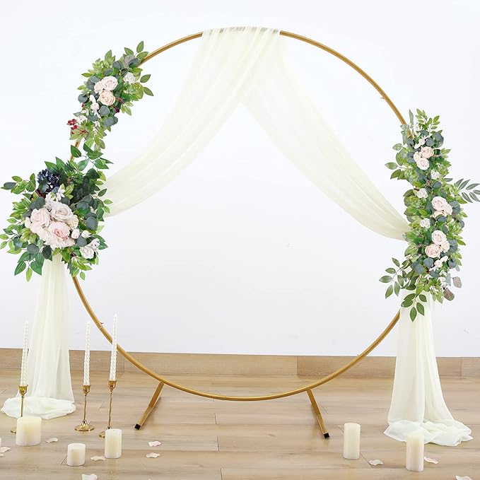 Wedding Arch Draping Fabric Beige Arch Drapes Sheer Backdrop Curtain for Ceremony Photo Wedding Decor 19Ft Length x 28" Width 1 Panel