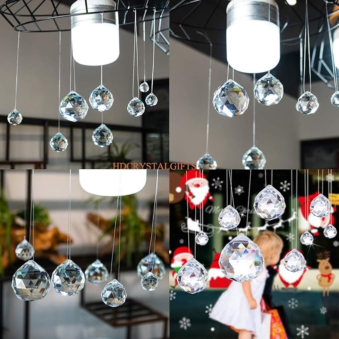 40mm 10Pack Crystal Ball Prism 1.57 Inch Decorative Ball for Chandelier Window Suncatcher Rainbow Maker