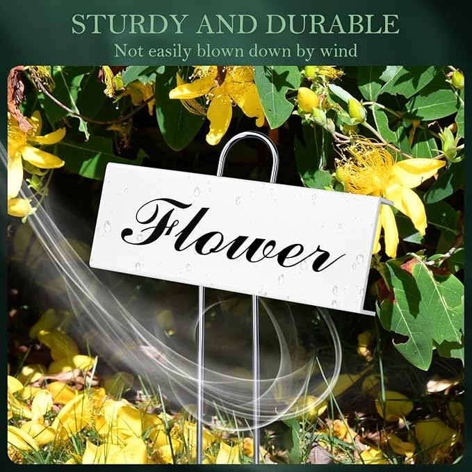 30 Pack Metal Plant Labels for Outdoor Garden Waterproof Plant Markers, Labels Garden Markers for Seedlings Herbs Vegetable Greenhouse Gifts with Pen - White