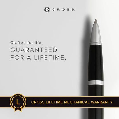 Cross Bailey Refillable Rollerball Pen Presented in a Premium Gift Box - Medium Point, Black Ink, Black