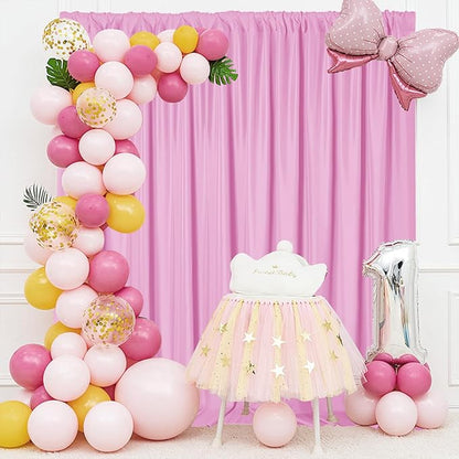 Sugargirl 10x10FT Pink Backdrop Curtains Polyester Photo Backdrop Drapes Curtains 2 Panels with Rod Pockets for Party Birthday Wedding Photography Home Decoration