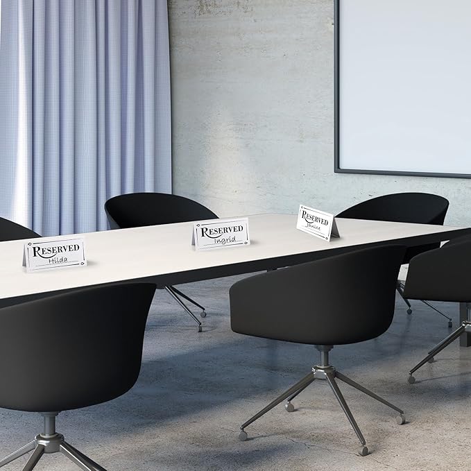 300 Pcs Paper Table Reserved Sign with Name Line Reserved Seating Signs Bulk Double Sided Signs for Reserving Seats Restaurant Wedding Reception Church Board Business Meeting (White Black)