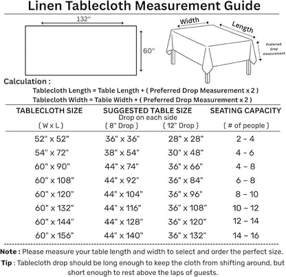 Solino Home Linen Beet Tablecloth 60 x 132 Inch - Classic Hemstitch, 100% Pure Linen Rectangular Tablecloth - Machine Washable Table Cloth for Fall, Autumn, Thanksgiving