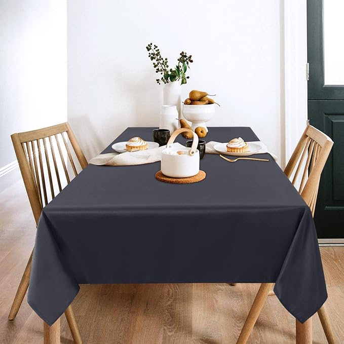 sancua 2 Pack Dark Grey Tablecloth 60 x 102 Inch, Rectangle 6 Feet Table Cloth - Stain and Wrinkle Resistant Washable Polyester Table Cover for Dining Tables, Buffet Parties and Camping