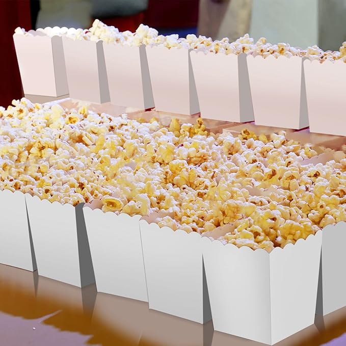 200 Pcs Popcorn Boxes Mini Paper Popcorn Box Cardboard Popcorn Container for Party Disposable Snack Candy Popcorn Bags Popcorn Holder for Birthday Wedding Decoration, 2.2 x 4.2 x 3 Inches (White)