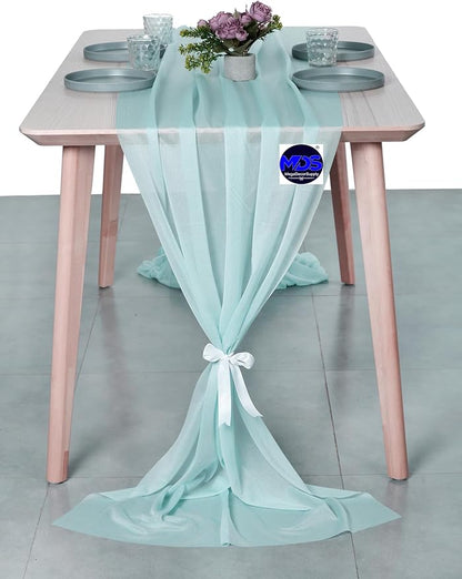 MDS 20 Pack 10ft Chiffon Table Runner 29 x 120 Inches Sheer Wedding Runner Romantic Rustic Table Runner for Wedding Decorations, Birthday Parties, Bridal Shower Party Arch Decor - Teal