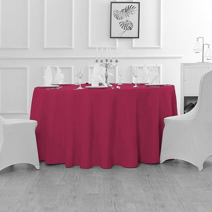 60 inch Round Tablecloth Washable Polyester Table Cloth Decorative Table Cover for Wedding Party Dining Banquet（60 inch,Burgundy）