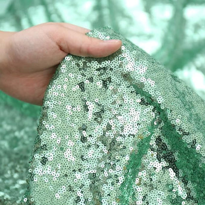 SquarePie Sequin Tablecloth 60 x 120 Inch Mint Green Sparkly Table Linen for Wedding Party