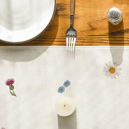 Artoid Mode Antique Herbs and Wild Flowers Summer Table Runner, Spring Fall Kitchen Dining Table Decoration for Home Party 13x36 Inch