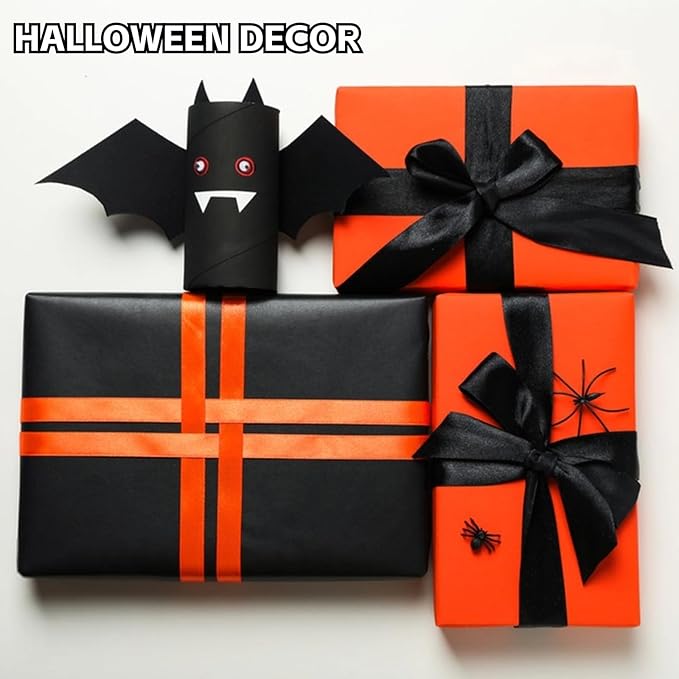 Black Wrapping Paper, 15"×450" Art Craft Kraft Paper Construction Bulletin Board Decorative Paper Roll for Father’s Day Birthday Halloween, Bouquet Graduation Gift Wrap for Nurse Men Boys