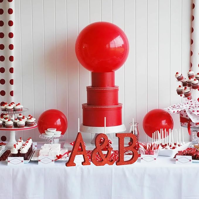 TONIFUL 8 Inch Red Glitter Letter B Table Centerpiece A-Z Red Birthday Party Decorations,Red Alphabet B for Birthday,Chrismas,Graduation,Bridal Shower,Wedding,Anniversary Party Supplies