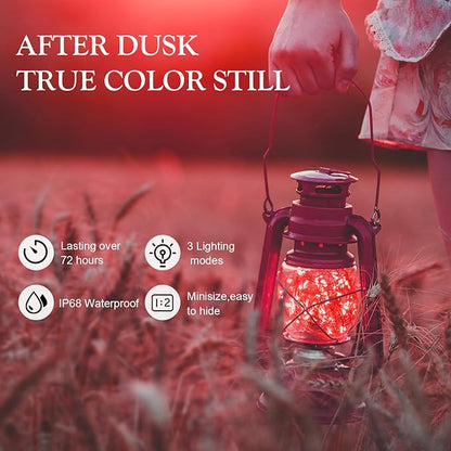 Aogist 50 Pack Fairy Lights 3 Modes 7ft 20 LED Waterproof,Battery Operated Silver Wire Firefly Starry Moon Mini String Lights for Mason Jars Christmas DIY Crafts Wedding Party Bedroom,Red