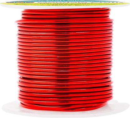 Mandala Crafts 14 Gauge Anodized Aluminum Craft Wire for Jewelry Making - 60 FT Colored Flexible Red Wire - Bendable for Bonsai Armature Crafting Sculpting