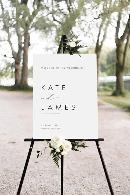 Welcome To Our Wedding Sign, Welcome To Our Wedding Sign With Stand, Minimalist Wedding Welcome Sign Template, Modern Welcome Wedding Sign, Editable Wedding Signage