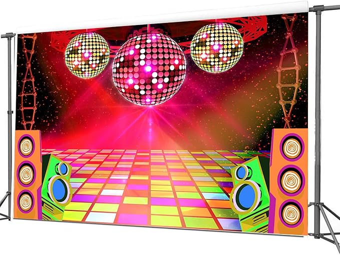 20X10ft Dance Party Backdrop Retro 70s 80s 90s Theme Glitter Stage Dance Ball Background Disco Party Decoration DJ Backdrop Banner for Birthday Party Prom Portrait Photo Shoot Polyester, Green