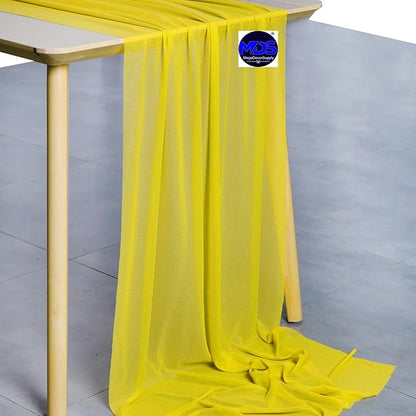 MDS Halloween Chiffon Table Runner - 10 Pack, 29 x 170 Inches, 14ft Each - Sheer Spooky Table Runners for Haunted House Parties, Trick-or-Treat Tables, Witchy Décor, Wedding & Events - Yellow