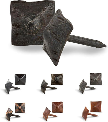 25 Pack 0.75" Square Head Iron Clavos Decorative Nails – Unfinished – Handmade Rustic Square Fasteners for Farmhouse Shutters, Faux Wood, Barn Doors, Shutters, and Gates – Ornamental Wood Accent
