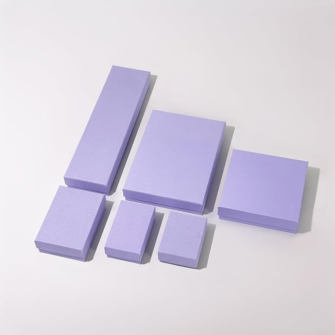 TheDisplayGuys - 25-Pack #53 Kraft Paper Cardboard Gift Boxes/Jewelry Cases w. Cotton Padding & Lid - Light Lavender - (5.4" x 3.9" x 1.0")