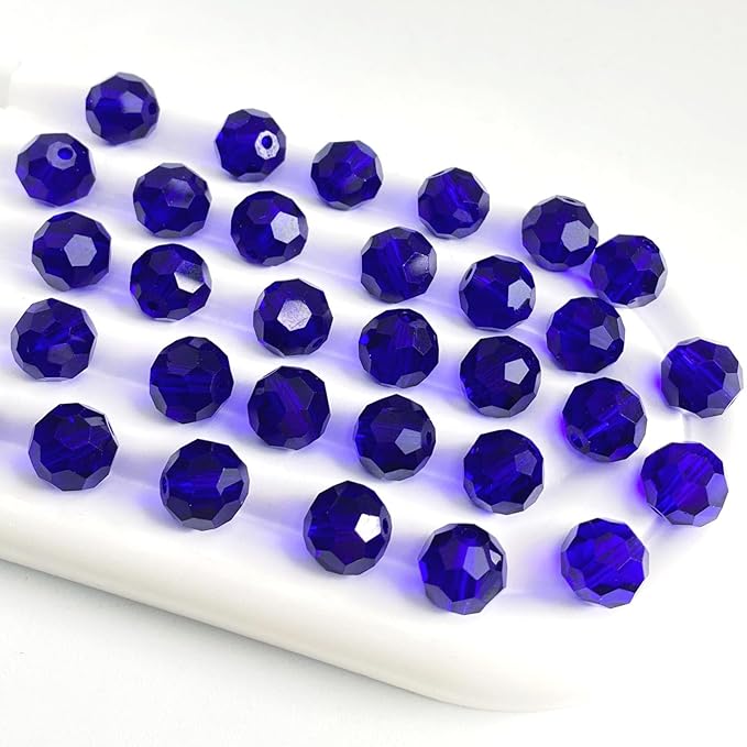 400 PCS 4mm Crystal Glass Beads Round Multiple Faceted Loose Spacer Glass Beads for DIY Handcrafte Bracelet Necklace Earring Jewelry Making(Sapphire)