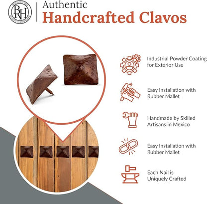 100 Pack 1.5" Square Head Iron Clavos Decorative Nails – Sealed Rusted – Handmade Rustic Square Fasteners for Farmhouse Shutters, Barn Doors, Shutters, and Gates – Ornamental Wood Accent