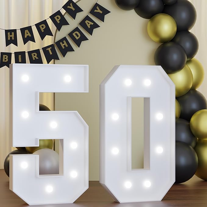 3FT Marquee Numbers 50, Happy 50th Birthday Decorations for Women Men, Large 50 Light up Numbers for Him Her 50 Years Old Birthday Party Supplies, 50th Anniversary Party Decor