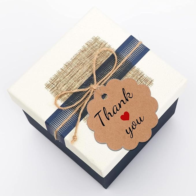 Personalized Gift Tags with String Custom Hang Tags with Your Logo/Text Small Card Party Decoration Paper Gift Tags for Birthday Wedding Christmas