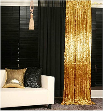 ShinyBeauty Sequin Backdrop 4x10ft Shiny Gold Sequin Curtains 2 Panels Glitter Backdrop Curtains for Parties Photography Background M0511…
