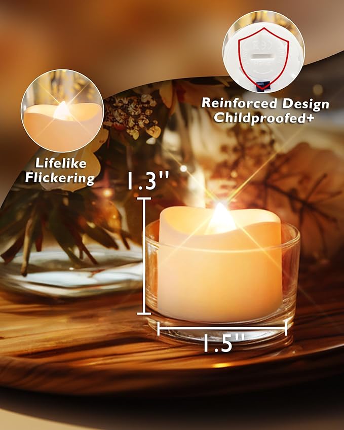 Homemory 72-Pack Novelty Flickering Flameless Tea Lights, 200+Hours Battery Operated, Fake Electric LED Votive Candles for Small Wedding Table Centerpieces, Proposals, Anniversaries