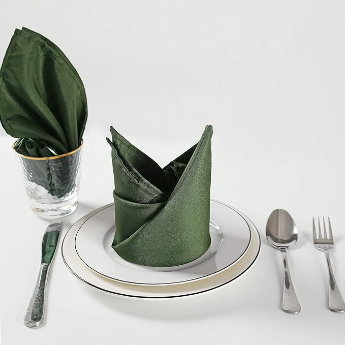 Cloth Napkins 20x20 inch Washable Polyester Dinner Napkins Soft Table Napkins for Wedding Party Dining Banquet(Willow,50PCS)