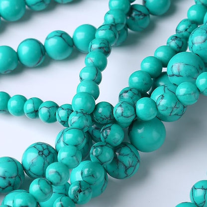 Naturalturquoise Stone Beads Gemstone Round Crystal Energy Jade Beads Stone Beads for Jewelry Making DIY Bracelet Necklace Jewelry Making 1 Strand 15.5inch 60PCS 6MM