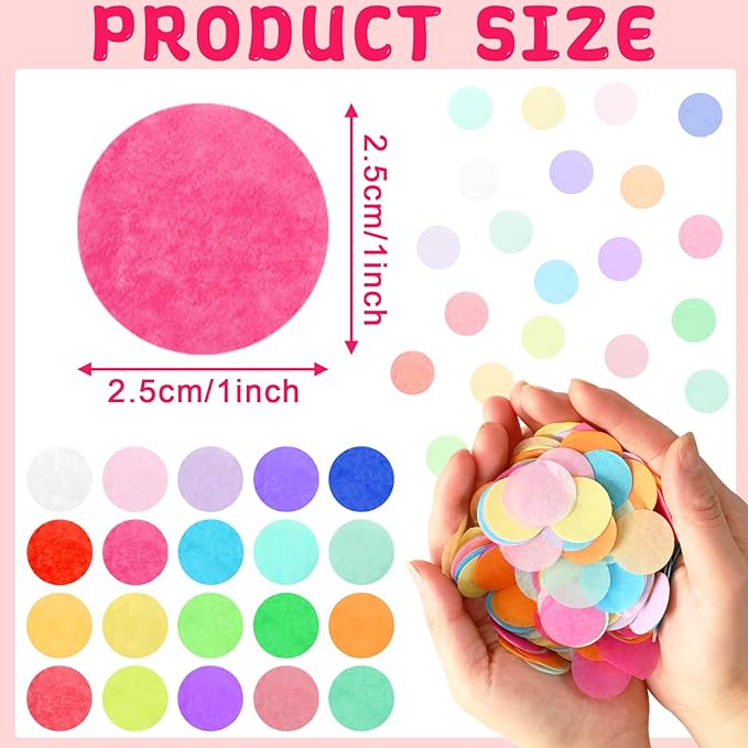 MARFOREVER 5.4oz Multicolor 1 Inch Round Tissue Paper Confetti, Round Confetti Birthday Scatter Table Rainbow Sprinkles Circle Dots for Wedding Baby Shower Crafts Christmas Party Decorations