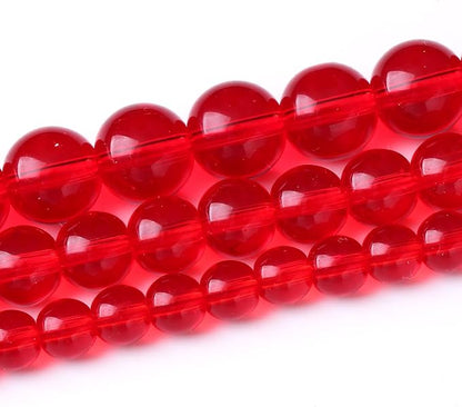 Red Glass Stone Beads Gemstone Round Crystal Energy Jade Beads Stone Beads for Jewelry Making DIY Bracelet Necklace Jewelry Making 1 Strand 15.5inch 35PCS 10MM