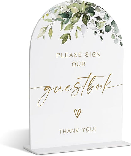 Please Sign Our Guestbook Sign, Greenery Gold Bridal Shower Decor, Wedding Guest Book Alternative, Wedding Signs for Ceremony and Reception, Acrylic Decor, Bachelorette Party Favors-32