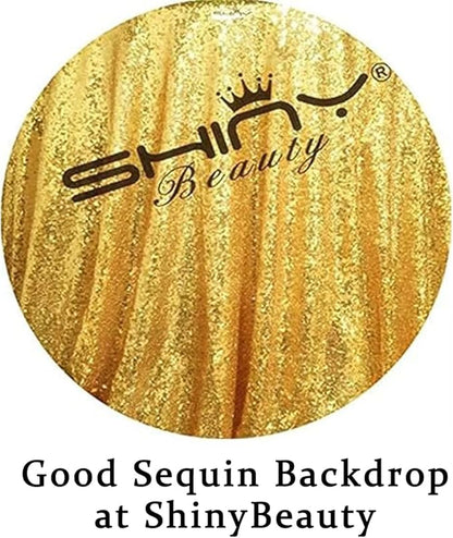 ShinyBeauty Sequin Backdrop 4x10ft Shiny Gold Sequin Curtains 2 Panels Glitter Backdrop Curtains for Parties Photography Background M0511…
