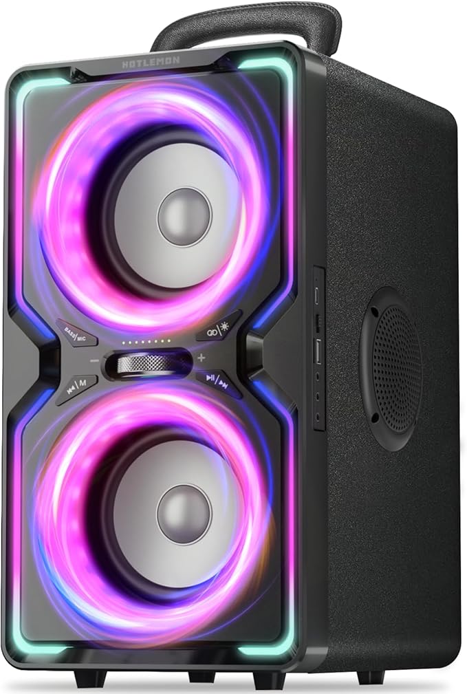 Hotlemon Large Bluetooth Speaker: 240W Peak Powerful Loud Sound with Deep Bass, 15H Playtime, Fast Charge, TWS, Portable Wireless Speakers for Outdoor, Party, Beach, Backyard, Home, Outside (Black)