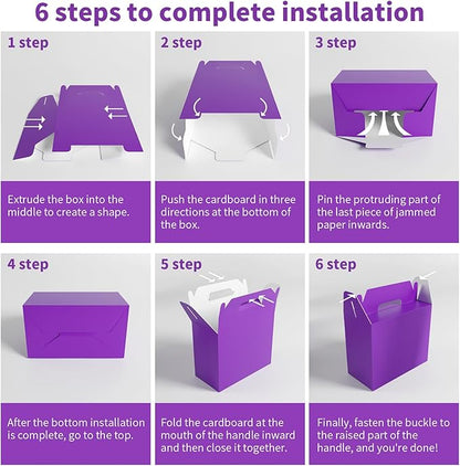 XAGLVV 24Pack Purple Boxes,Party Favor Boxes Packs 7 x3.5x 6.6 Inches, Purple Gift Boxes With Handles, Favor B oxes for Party, Baby Shower, Birthday,Weddings and more.