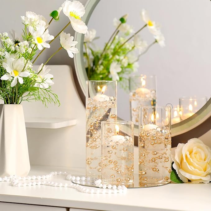 Thin Glass Cylinder Vases 2.5''/3.3'' Diameter 2mm Wall Thickness Clear Flowers Vase Hurricane Floating Candles Holders for Table Centerpieces Wedding Decor(2.5'' X 5'',6'',8'',48 Pcs)