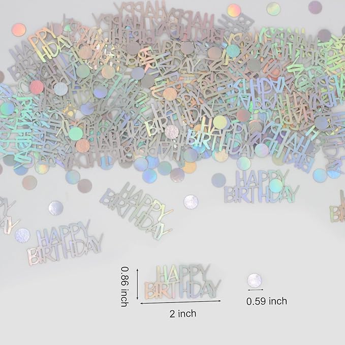 Birthday Confetti, Glitter Happy Birthday Table Decorations, 270 PCS Iridescent Party Decorations