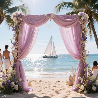 VOK Wedding Arch Draping Fabric Chiffon Fabric, 29in x 18Ft 2 Panels Sheer Chiffon Outdoor Curtain for Wedding Ceremony Birthday Party Decoration (Dusty Rose,2 Panel)