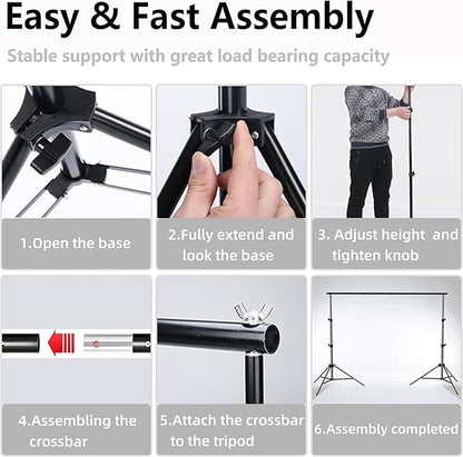 Photo Backdrop Stand for Photography 7ft x 10ft Background Stands for Photoshoot Support Kit with Carry Bag for Photo Studio Parties Events Decoration