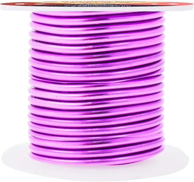 Mandala Crafts 8 Gauge Anodized Aluminum Craft Wire for Jewelry Making - 32 FT Colored Flexible Violet Wire - Bendable for Bonsai Armature Crafting Sculpting